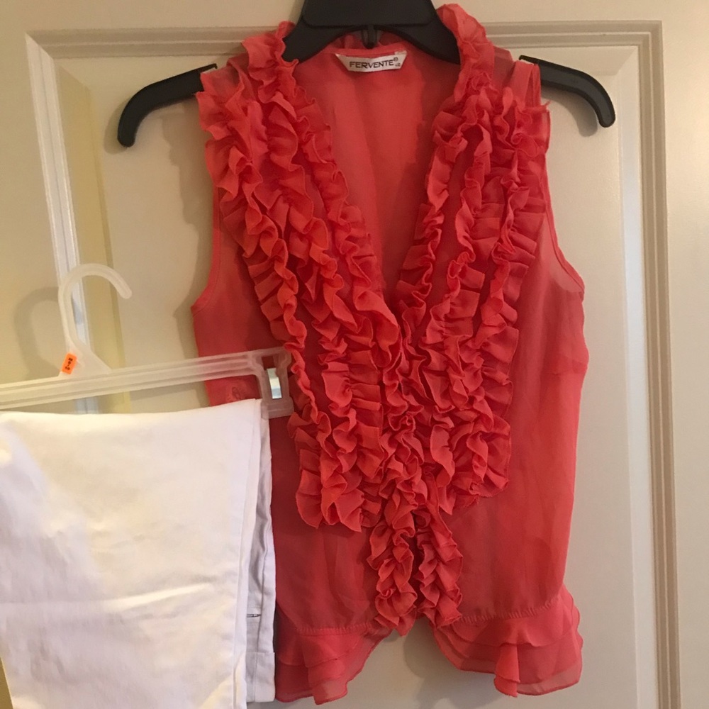 Coral sleeveless top